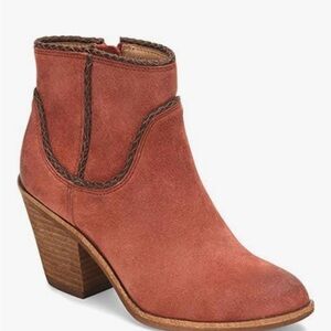 Softt Aqua Rust Suede Ankle Booties